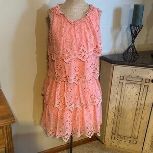 Rebecca Taylor Coral Floral Dress cotton and silk